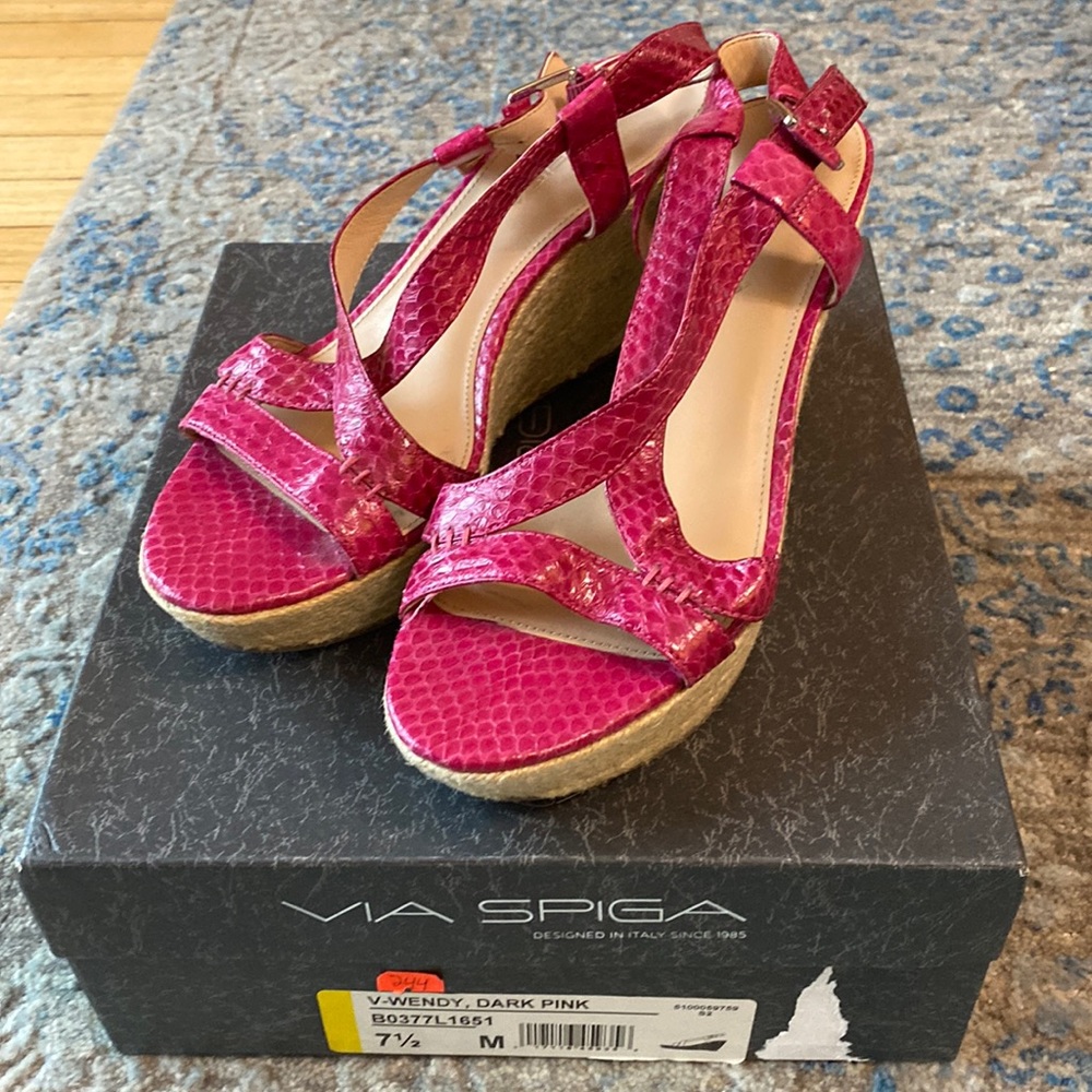 Via Spiga Dark Pink Wedge Sandal